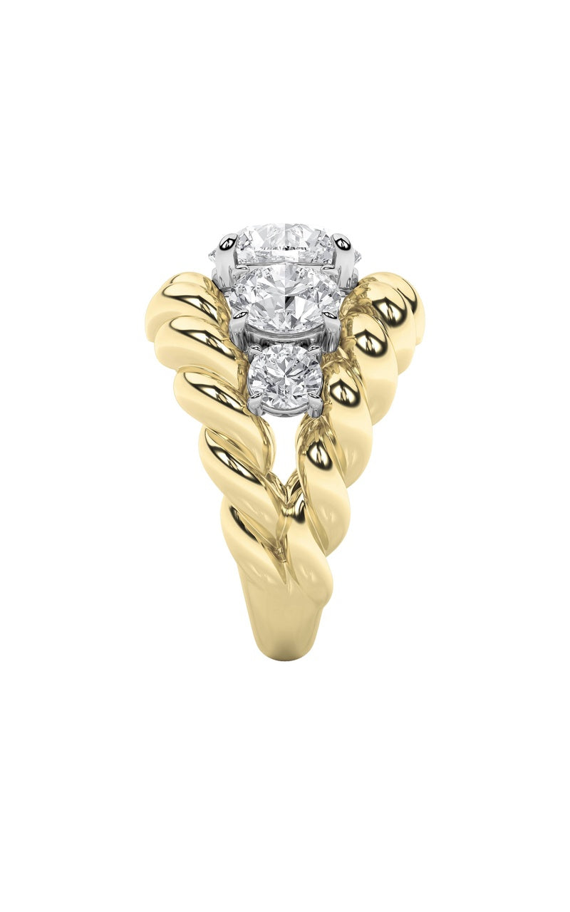 5.5CTW Round Shaped Lab Grown Diamond (F/VS) Five Stone Ring in 14K Gold