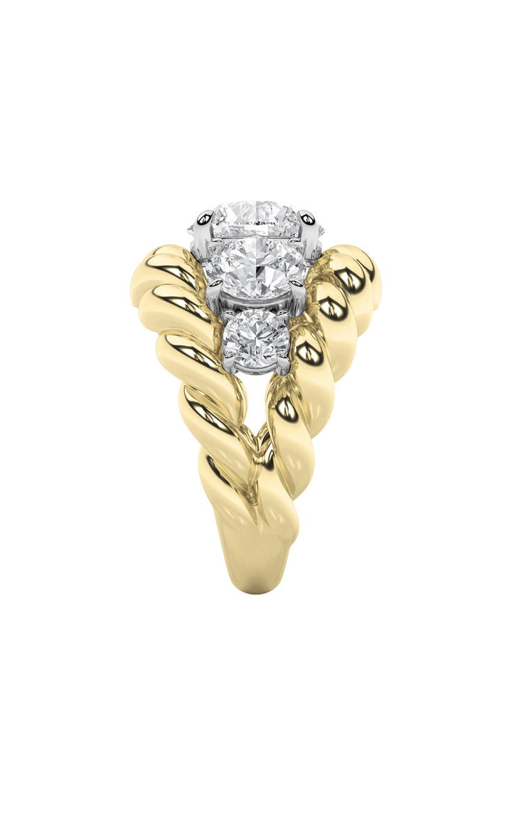 5.5CTW Round Shaped Lab Grown Diamond (F/VS) Five Stone Ring in 14K Gold