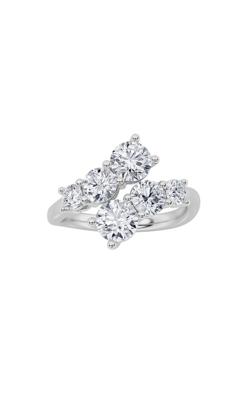 2CTW Round Shaped Lab Grown Diamond (F/VS) Three Stone Ring in 14K Gold