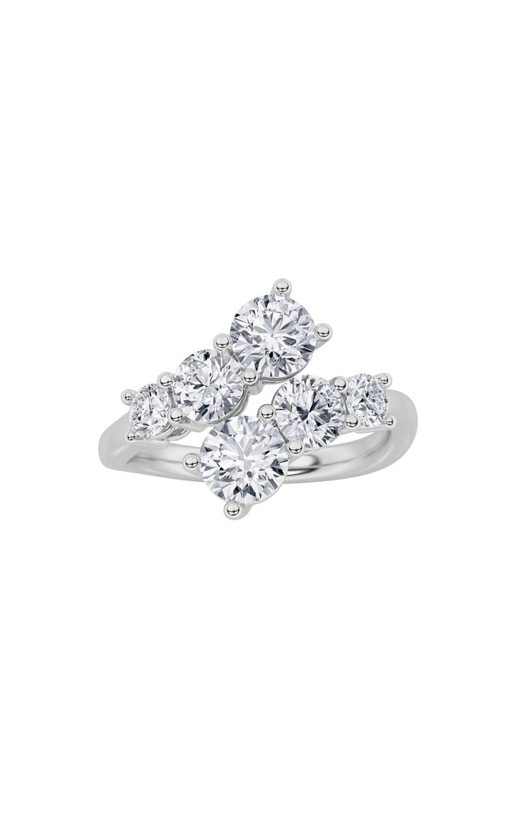 2CTW Round Shaped Lab Grown Diamond (F/VS) Three Stone Ring in 14K Gold