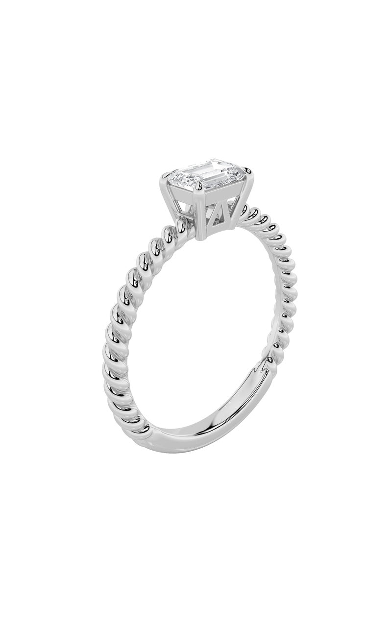0.5CTW Emerald Shaped Lab Grown Diamond (F/VS) Petite Solitaire Engagement RING in 14K Gold