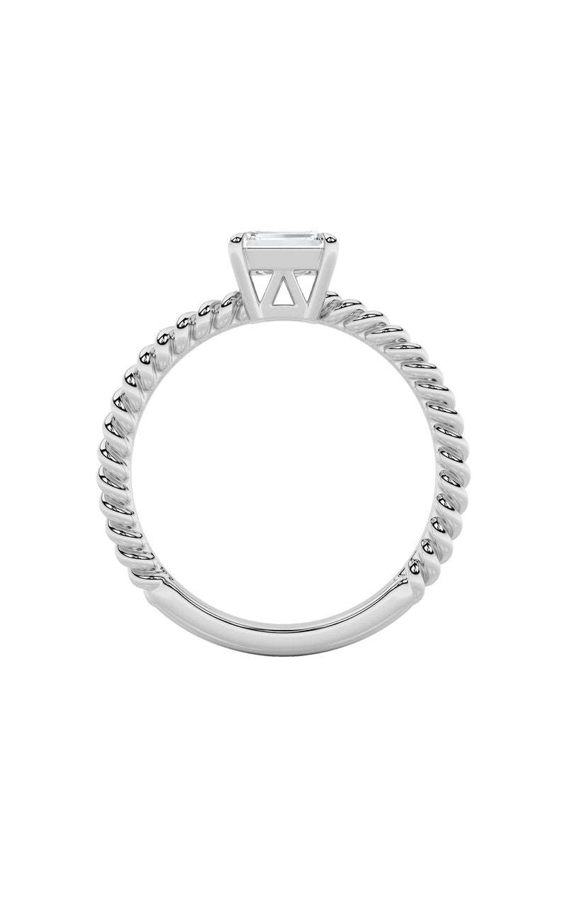 0.5Cttw Emerald Shaped Lab Grown Diamond (F/VS) Petite Solitaire Engagement RING in 14K Gold