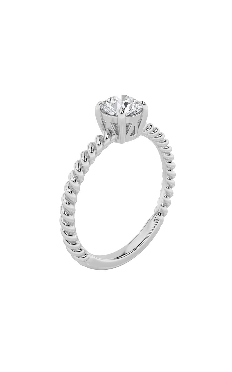 0.5Cttw Round Shaped Lab Grown Diamond (F/VS) Solitaire Engagement Ring in 14K Gold