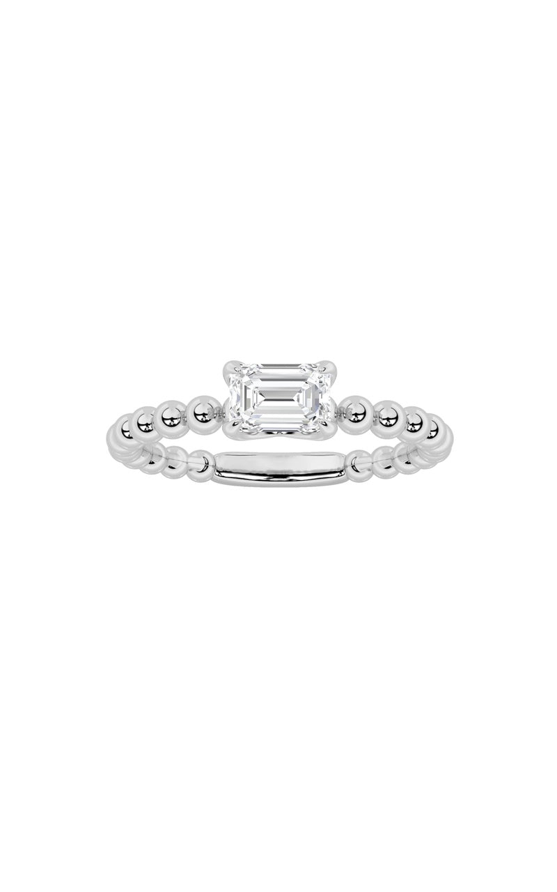 0.5CTW Emerald Shaped Lab Grown Diamond (F/VS) Petite Solitaire Engagement Ring in 14K Gold