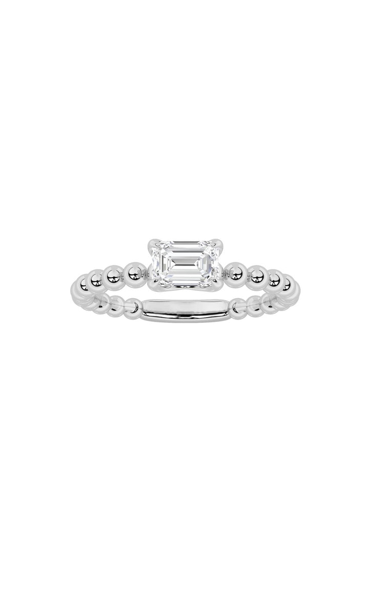 0.5CTW Emerald Shaped Lab Grown Diamond (F/VS) Petite Solitaire Engagement Ring in 14K Gold