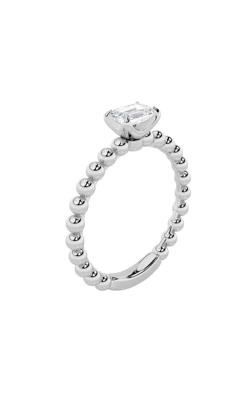 0.5CTW Emerald Shaped Lab Grown Diamond (F/VS) Petite Solitaire Engagement Ring in 14K Gold