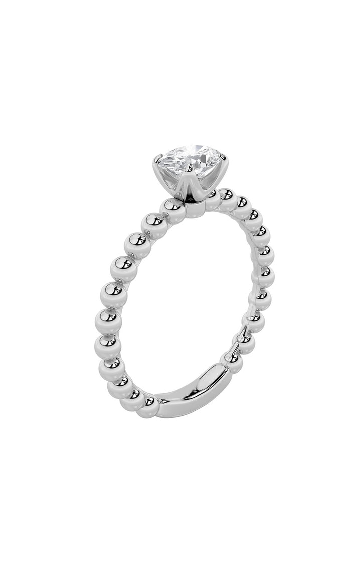 0.5CTW Oval Shaped Lab Grown Diamond (F/VS) Petite Solitaire Engagement Ring in 14K Gold