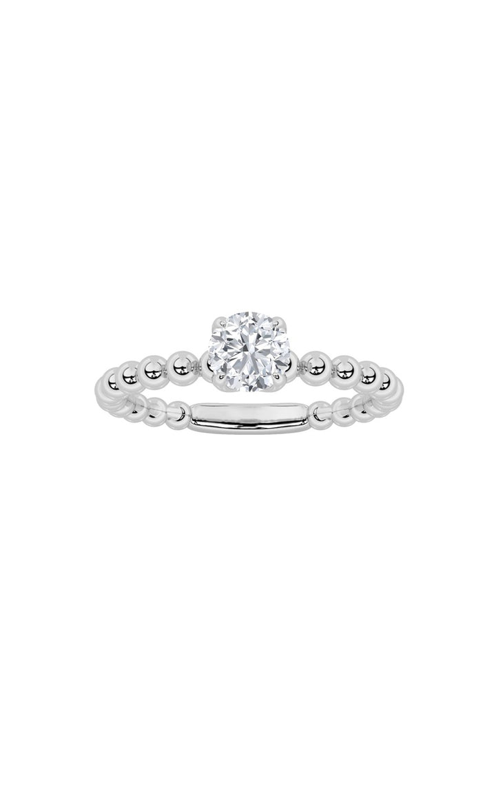 0.5CTW Round Shaped Lab Grown Diamond (F/VS) Petite Solitaire Engagement Ring in 14K Gold