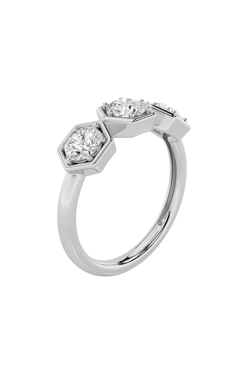 1Cttw Round Shaped Lab Grown Diamond (F/VS) ThreeStone Ring in 14K Gold