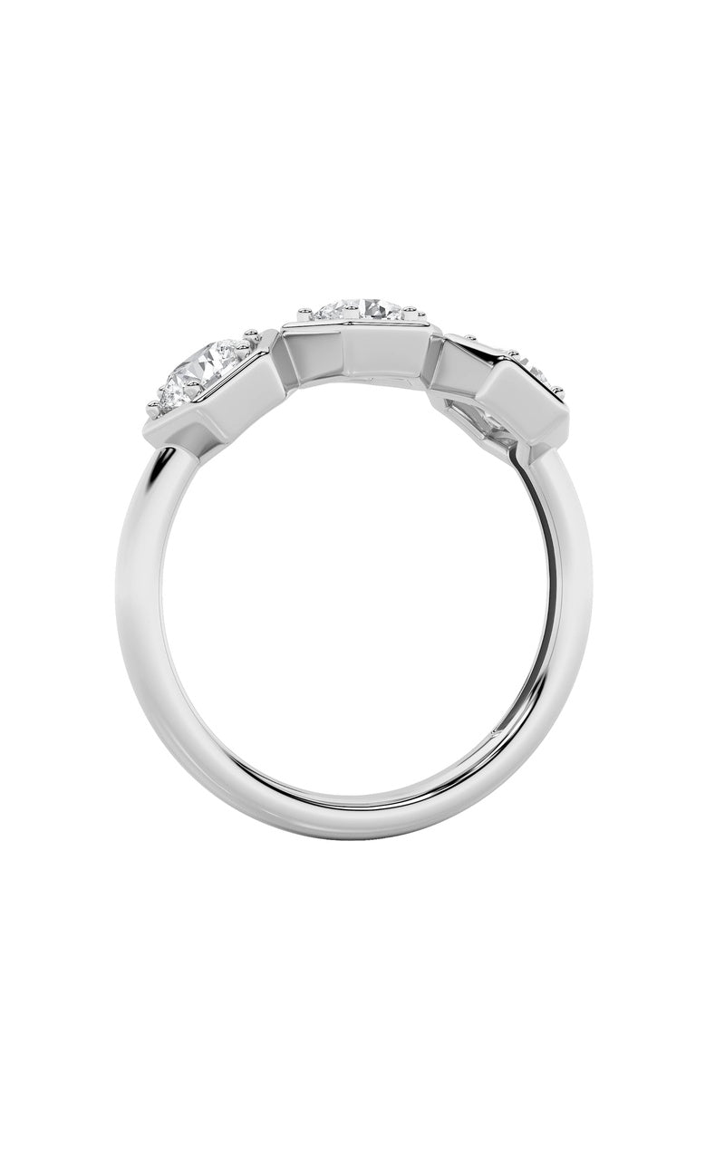 1Cttw Round Shaped Lab Grown Diamond (F/VS) Three Stone Ring in 14K Gold