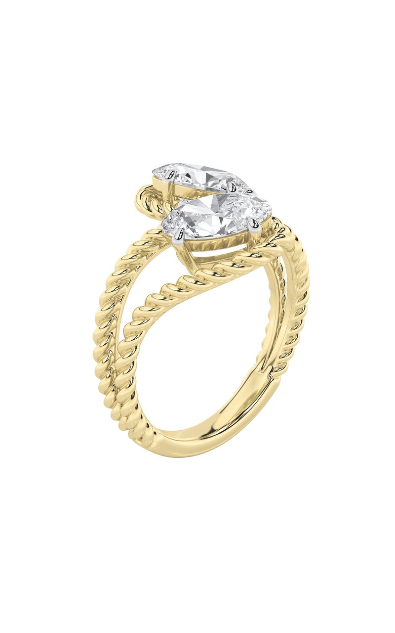 2CTW Oval Shaped Lab Grown Diamond (F/VS) Toi et Moi Fashiion Ring in 14K Gold