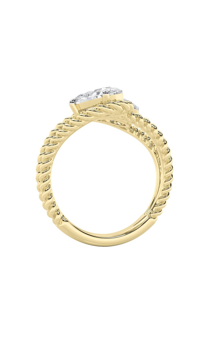 2Cttw Oval Shaped Lab Grown Diamond (F/VS) Toi et Moi Fashiion Ring in 14K Gold