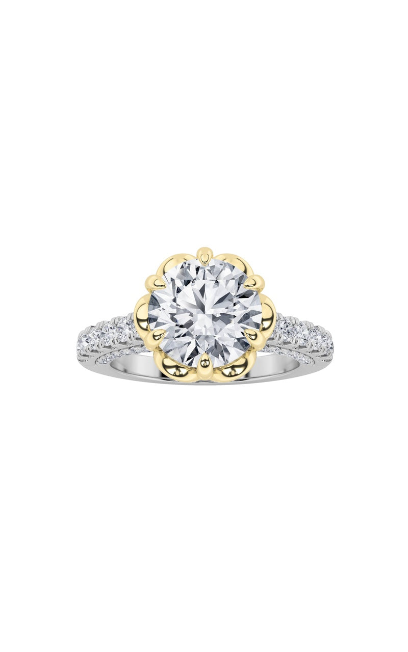2.5Cttw Round Shaped Lab Grown Diamond (F/VS) TwoTone Solitaire Engagement Ring in 14K Gold