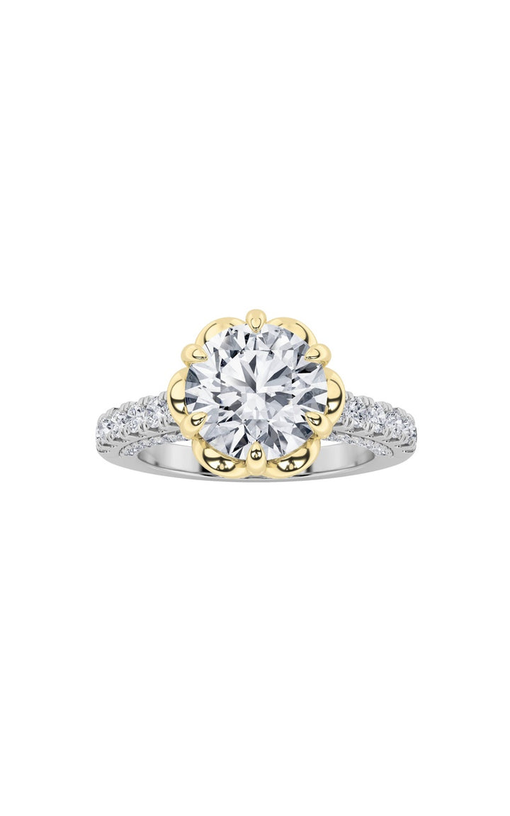 2.5Cttw Round Shaped Lab Grown Diamond (F/VS) TwoTone Solitaire Engagement Ring in 14K Gold