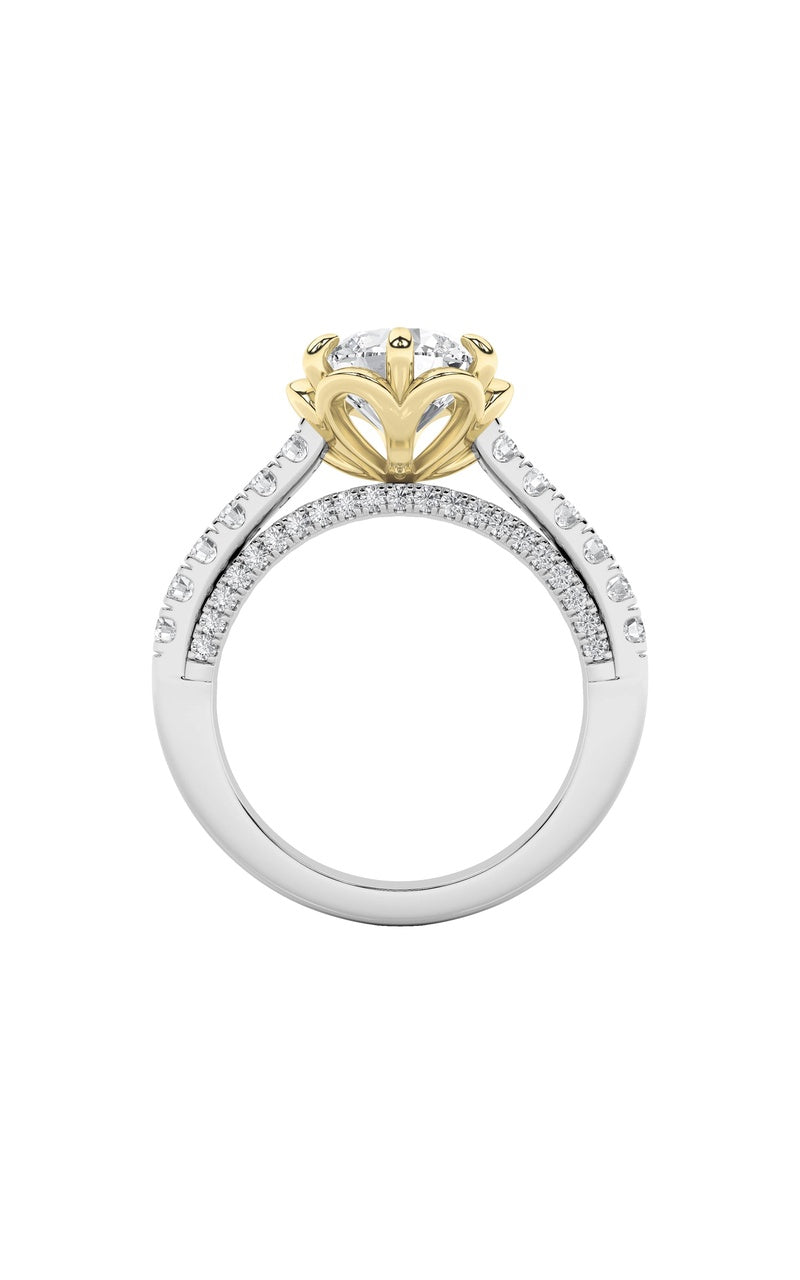2.5Cttw Round Shaped Lab Grown Diamond (F/VS) TwoTone Solitaire Engagement Ring in 14K Gold