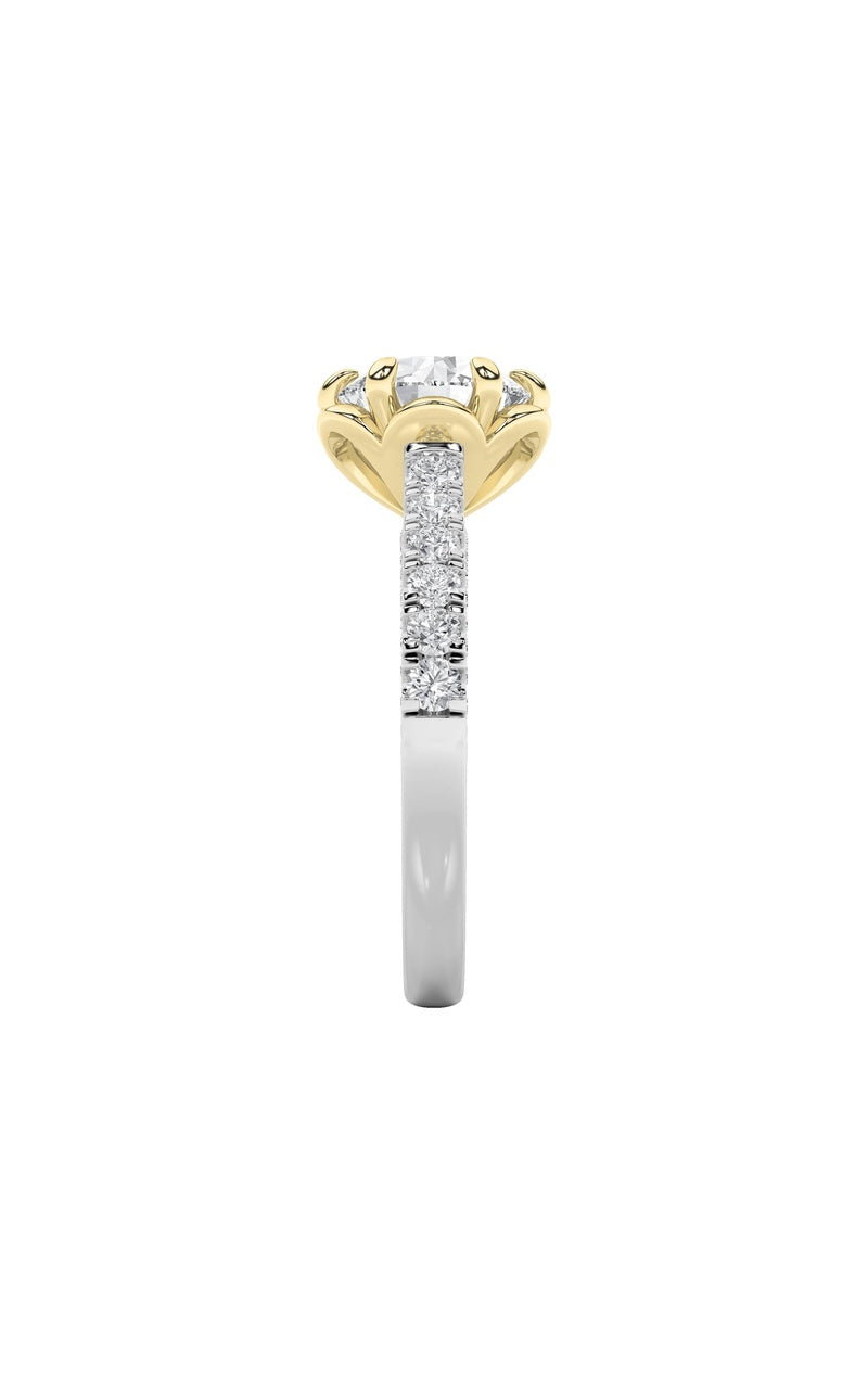 2.5Cttw Round Shaped Lab Grown Diamond (F/VS) TwoTone Solitaire Engagement Ring in 14K Gold