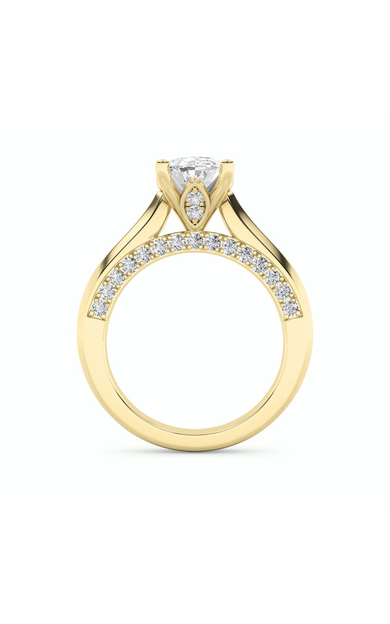 3Cttw Oval Shaped Lab Grown Diamond (G/VS) Accented Solitaire Engagement Ring in 14K Gold