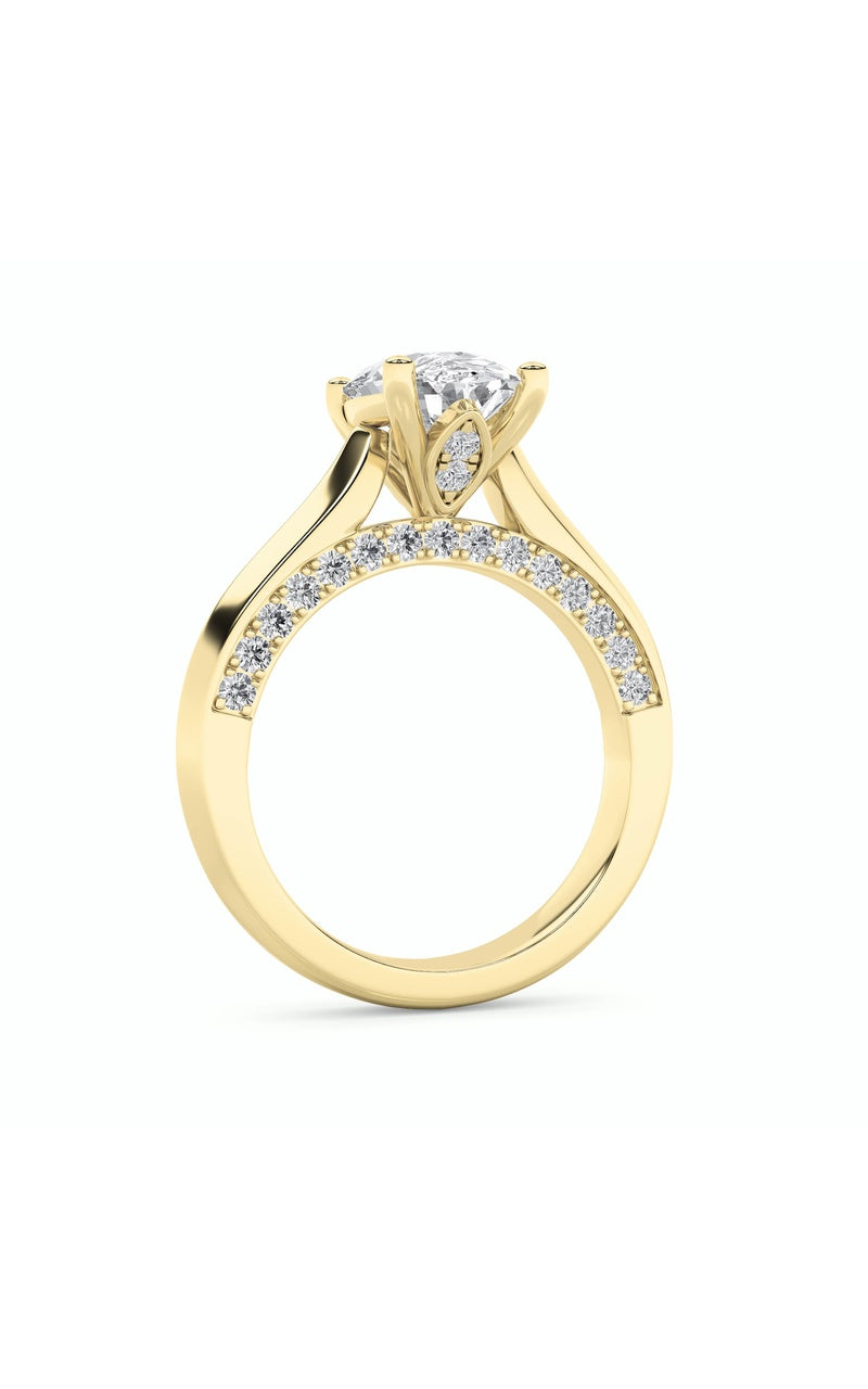 3Cttw Oval Shaped Lab Grown Diamond (G/VS) Accented Solitaire Engagement Ring in 14K Gold