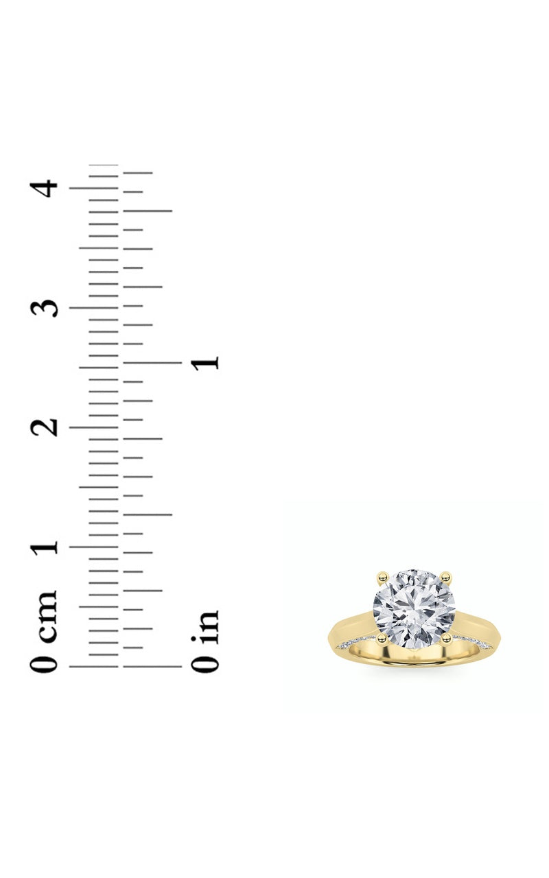 3Cttw Round Shaped Lab Grown Diamond (G/VS) Accented Solitaire Engagement Ring in 14K Gold