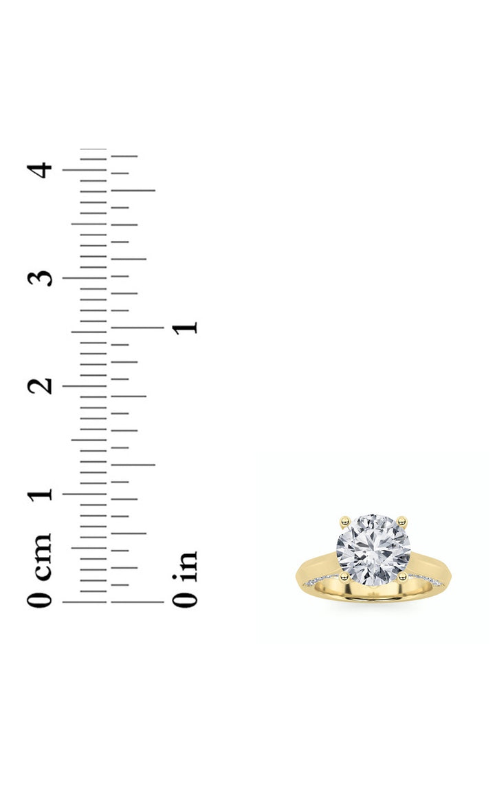 3Cttw Round Shaped Lab Grown Diamond (G/VS) Accented Solitaire Engagement Ring in 14K Gold