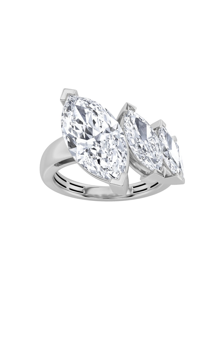 2.5Cttw Marquise Shaped Lab Grown Diamond (G/VS) Four Stone Fashion Ring in 14K Gold
