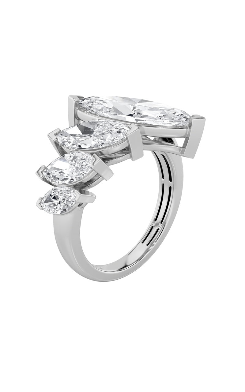 2.5Cttw Marquise Shaped Lab Grown Diamond (G/VS) Four Stone Fashion Ring in 14K Gold