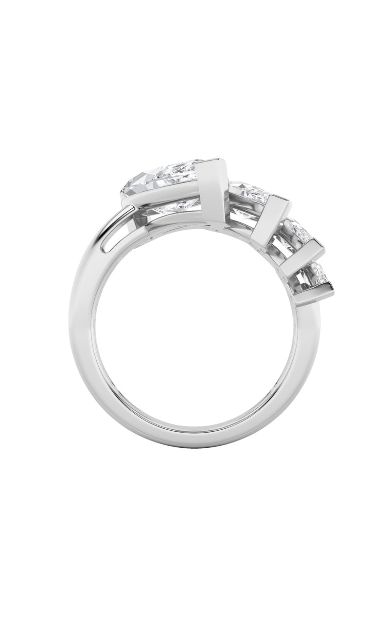 2.5Cttw Marquise Shaped Lab Grown Diamond (G/VS) Four Stone Fashion Ring in 14K Gold