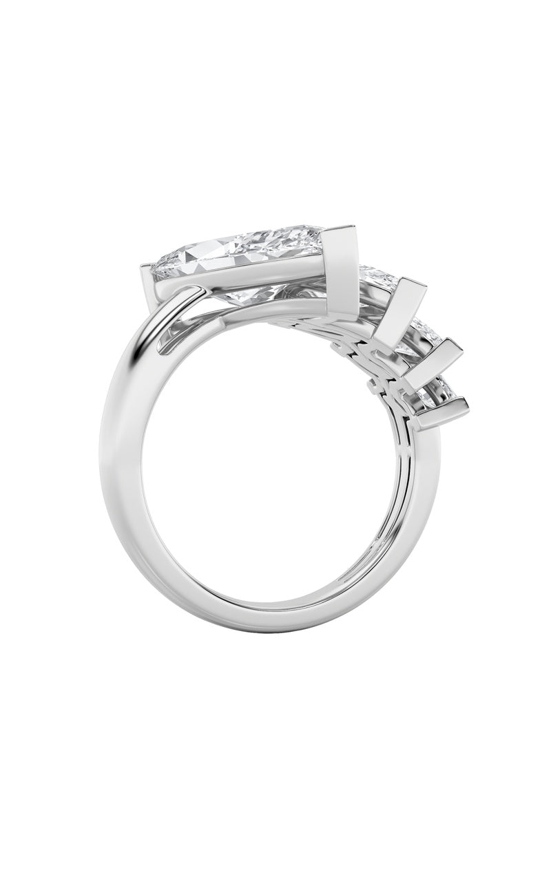 2.5Cttw Marquise Shaped Lab Grown Diamond (G/VS) Four Stone Fashion Ring in 14K Gold