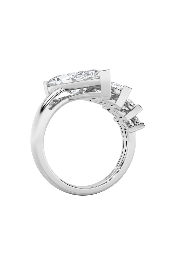 2.5Cttw Marquise Shaped Lab Grown Diamond (G/VS) Four Stone Fashion Ring in 14K Gold