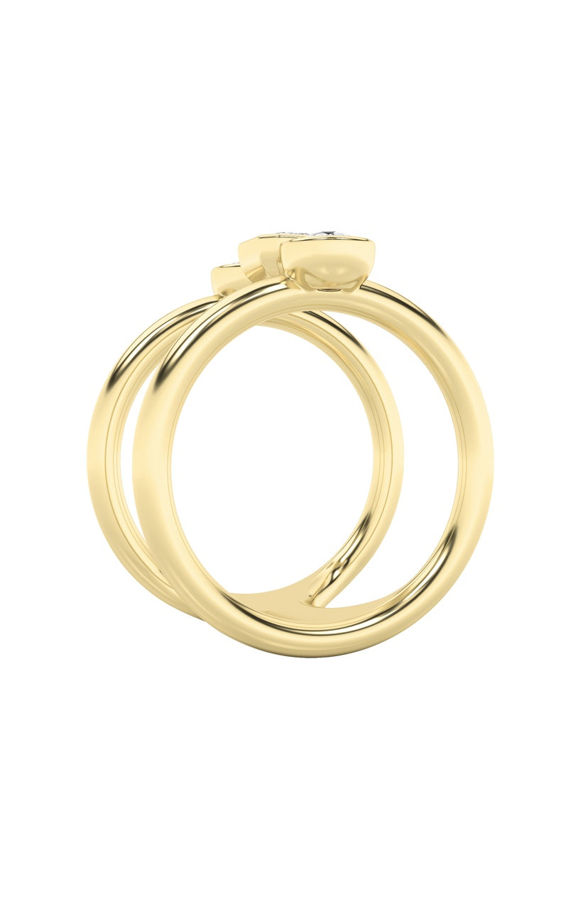 0.75CTW MX Shaped Lab Grown Diamond (G/VS) Ring in Silver|14K Yellow Gold