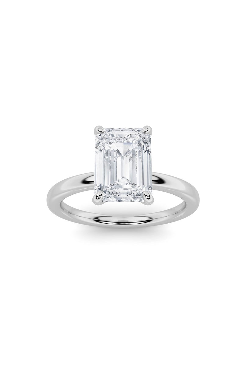 2CTW Emerald Shaped Lab Grown Diamond Classic Solitaire Ring in 14K Gold (F/VS)