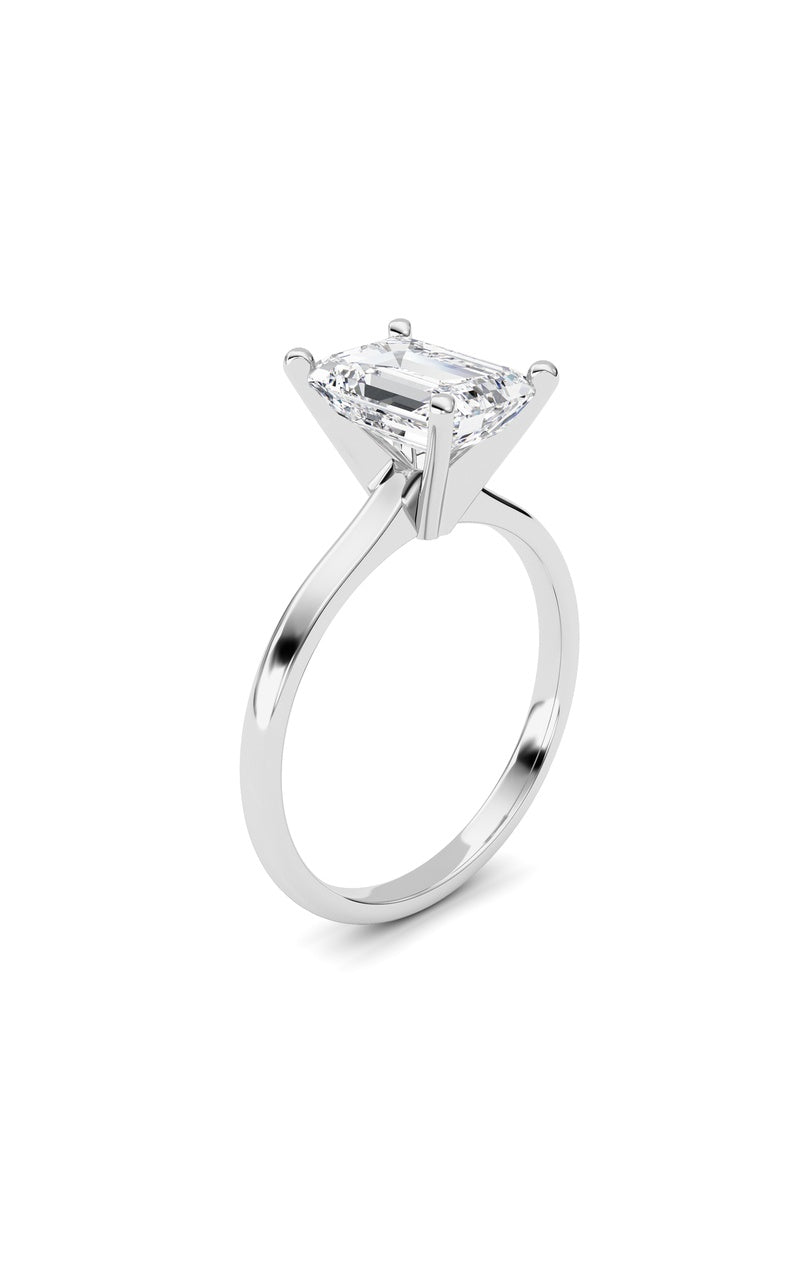 2CTW Emerald Shaped Lab Grown Diamond Classic Solitaire Ring in 14K Gold (F/VS)