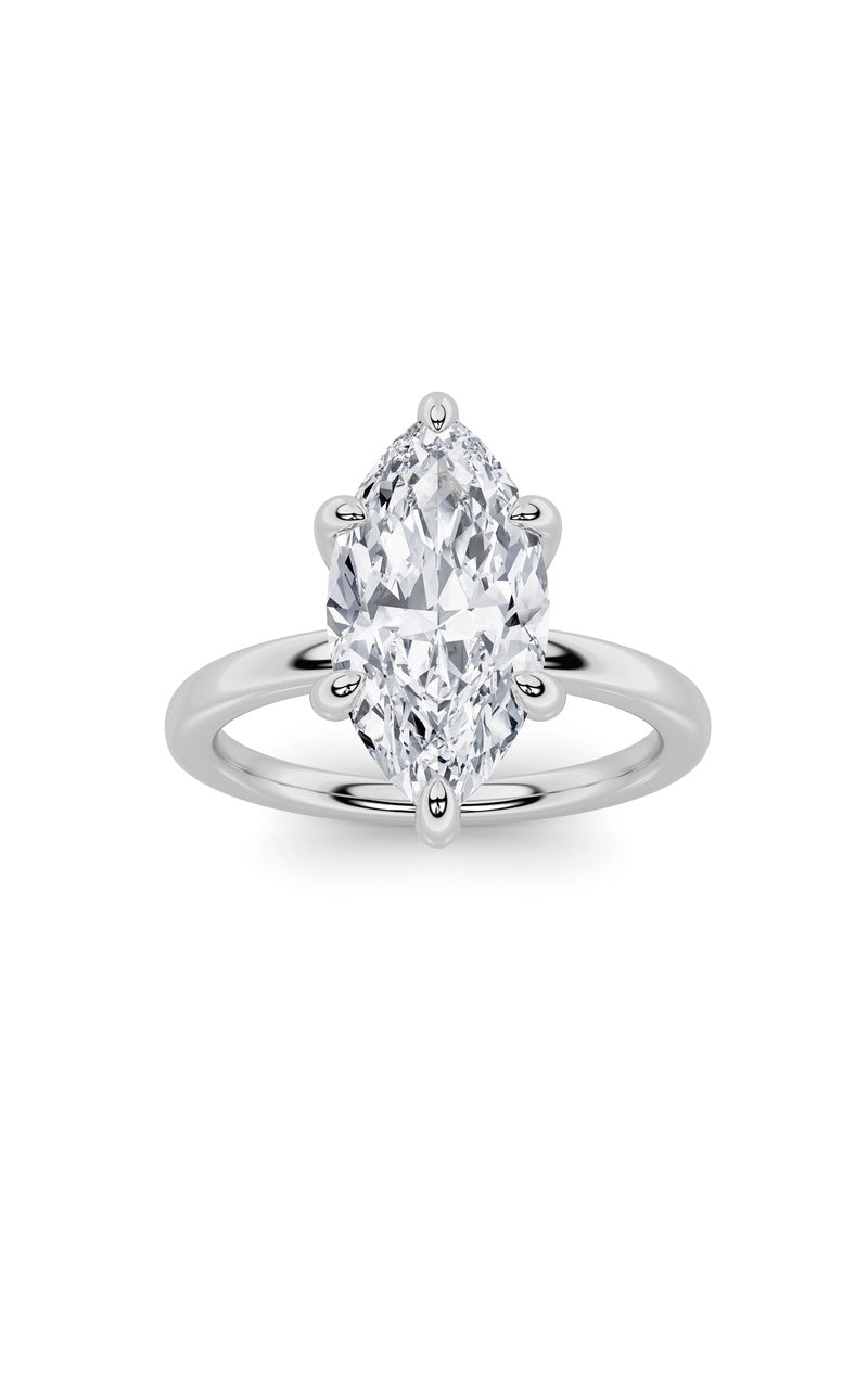 3Cttw Marquise Shaped Lab Grown Diamond Classic Solitaire Ring in 14K Gold (F/VS)