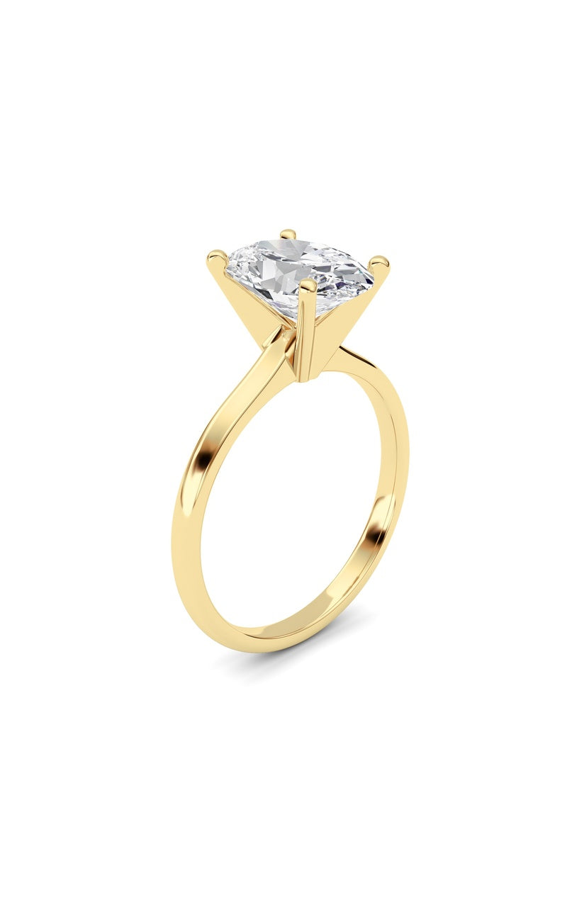 1CTW Oval Shaped Lab Grown Diamond Classic Solitaire Ring in 14K Gold (F/VS)