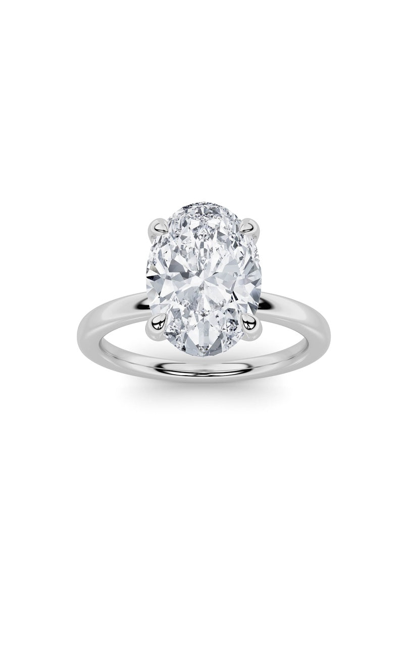 5CTW Oval Shaped Lab Grown Diamond Classic Solitaire Ring in 14K Gold (F/VS)