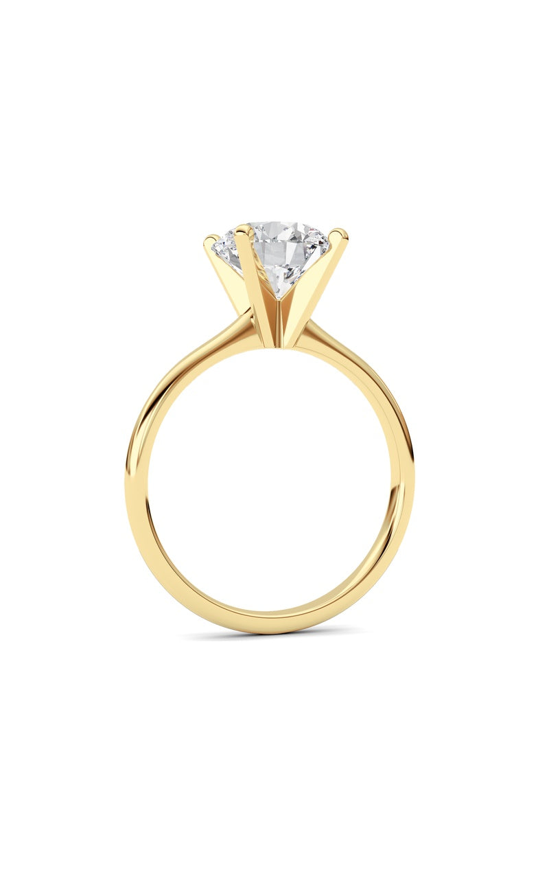 2CTW Round Shaped Lab Grown Diamond Classic Solitaire Ring in 14K Gold (F/VS)