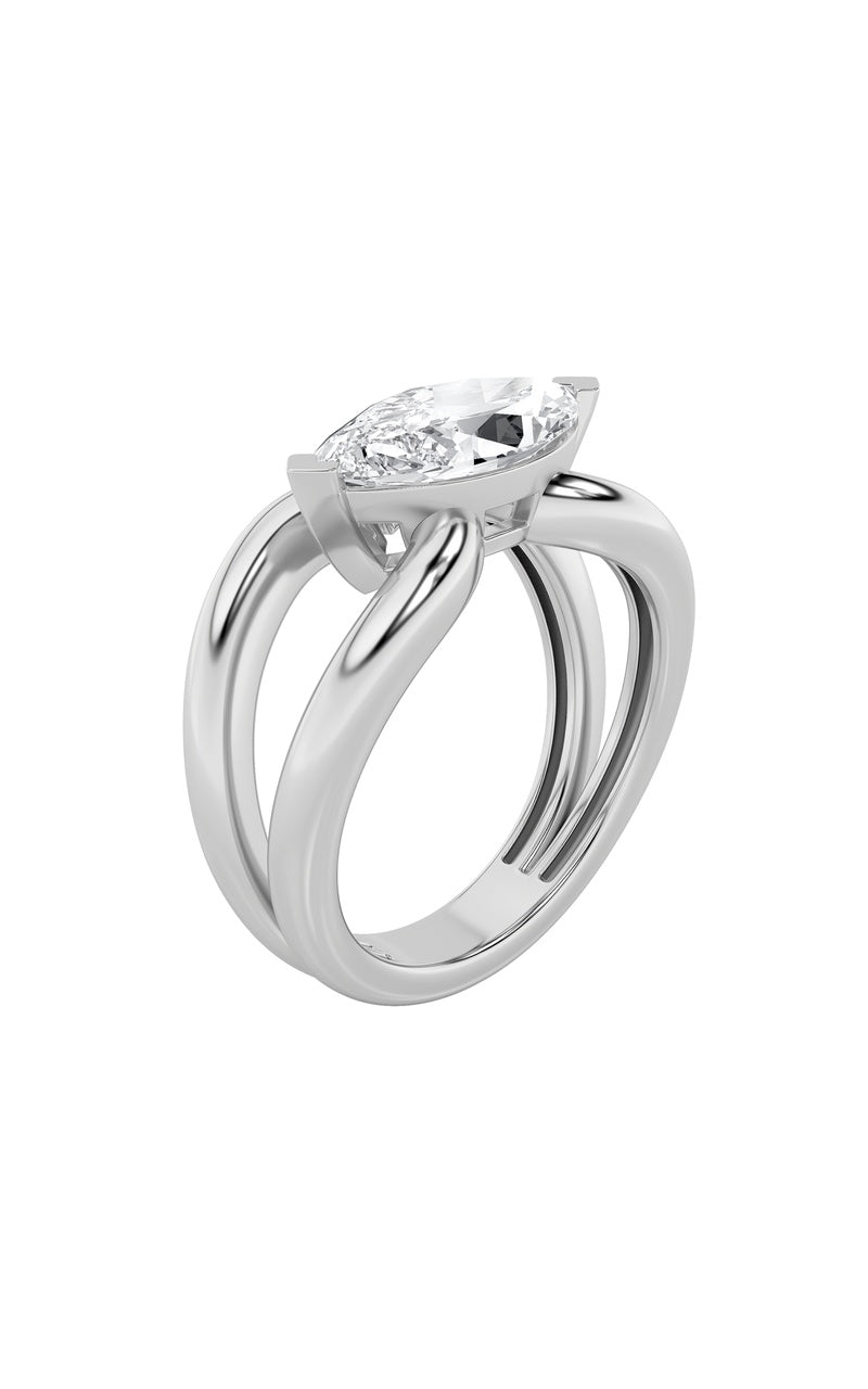2Cttw Marquise Shaped Lab Grown Diamond (G/VS) East West Solitaire Fancy Ring in 14K Gold