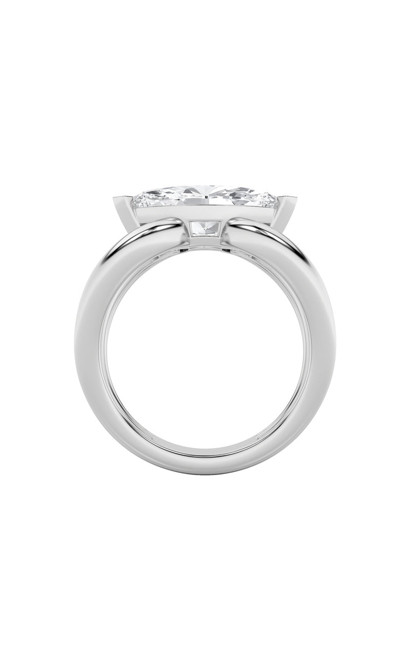 2CTW Marquise Shaped Lab Grown Diamond (G/VS) East West Solitaire Fancy Ring in 14K Gold