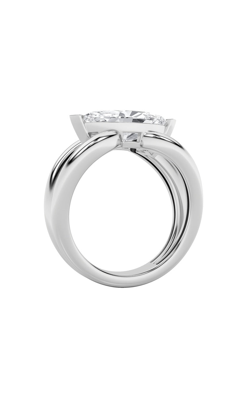 2CTW Marquise Shaped Lab Grown Diamond (G/VS) East West Solitaire Fancy Ring in 14K Gold