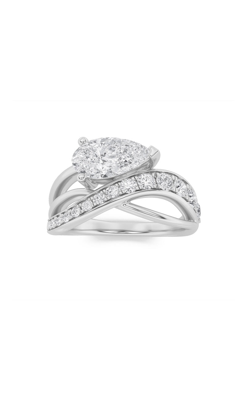 2CTW Pear Shaped Lab Grown Diamond (G/VS) Ring in 14K Gold