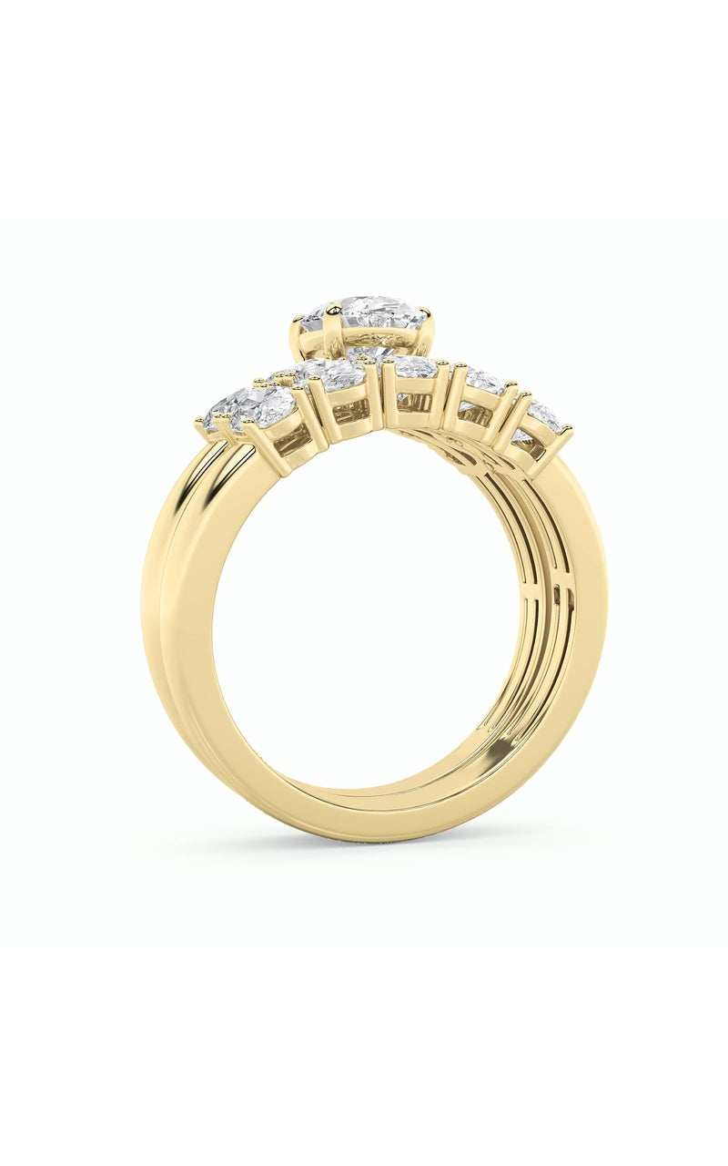 2.5Cttw Oval Shaped Lab Grown Diamond (G/VS) Bridal Set with Matching Band and  Ring in 14K Gold