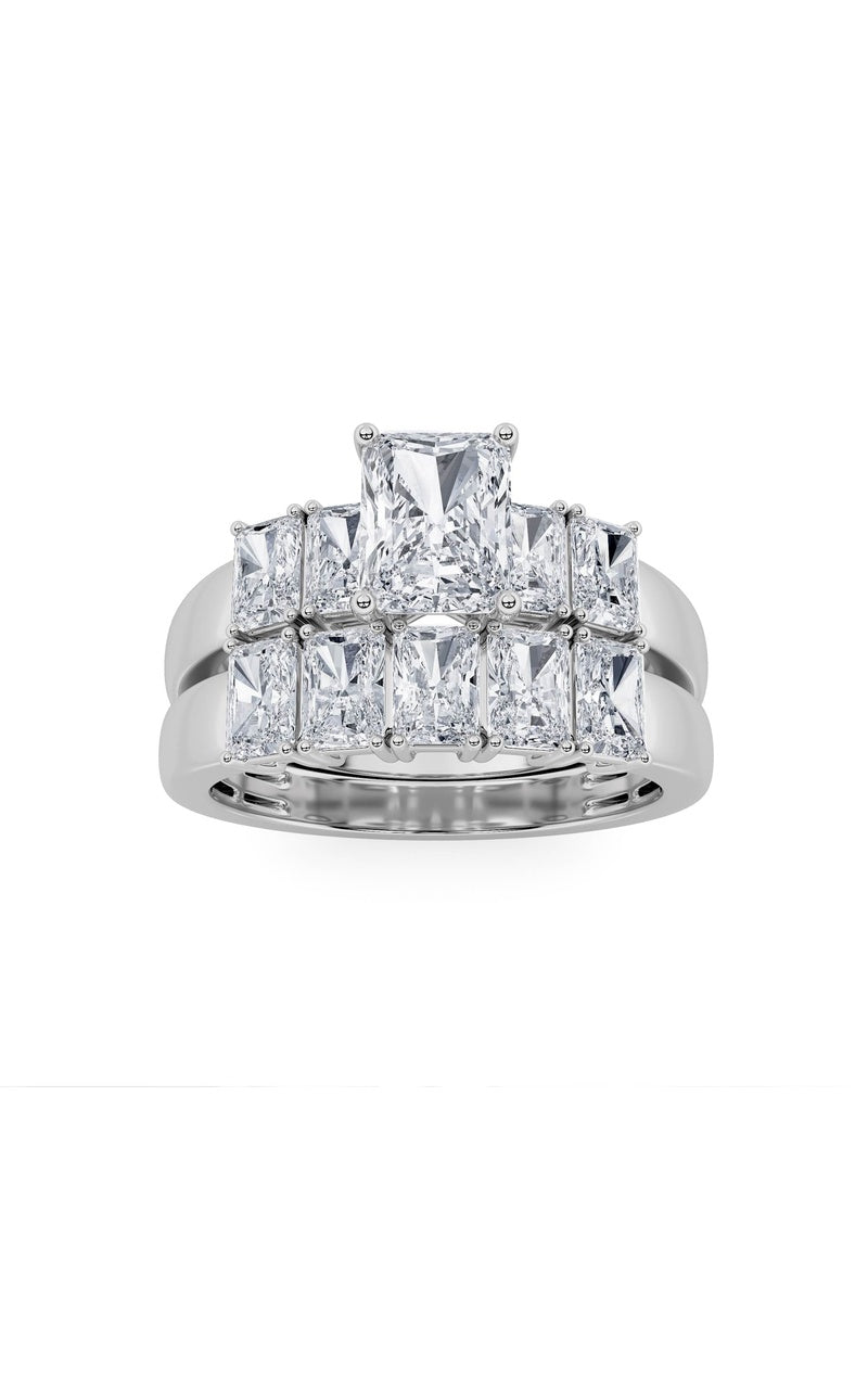 2.5Cttw Radiant Shaped Lab Grown Diamond (G/VS) Bridal Set with Matching Band and  Ring in 14K Gold