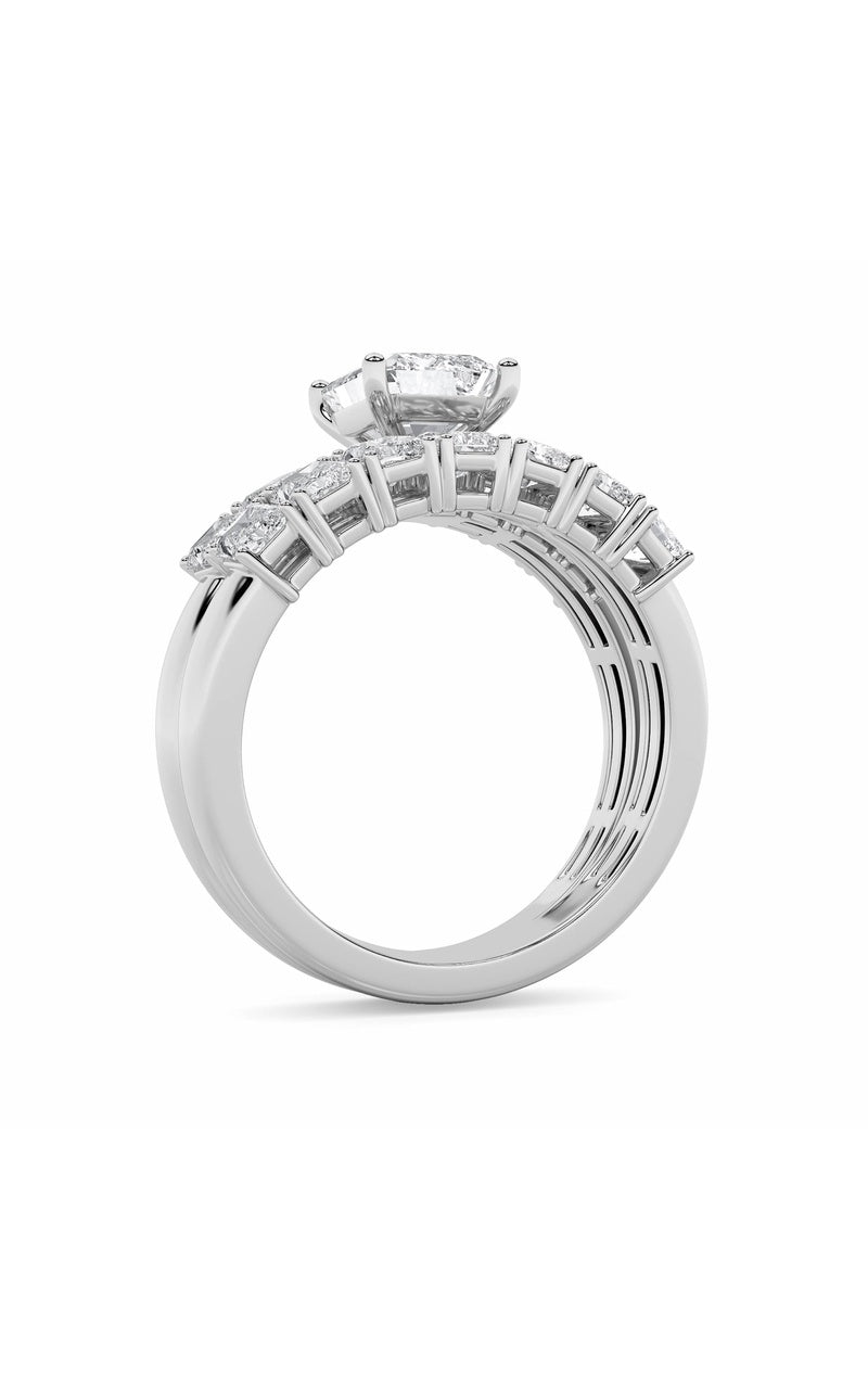 3.5Cttw Radiant Shaped Lab Grown Diamond (G/VS) Bridal Set with Matching Band and  Ring in 14K Gold