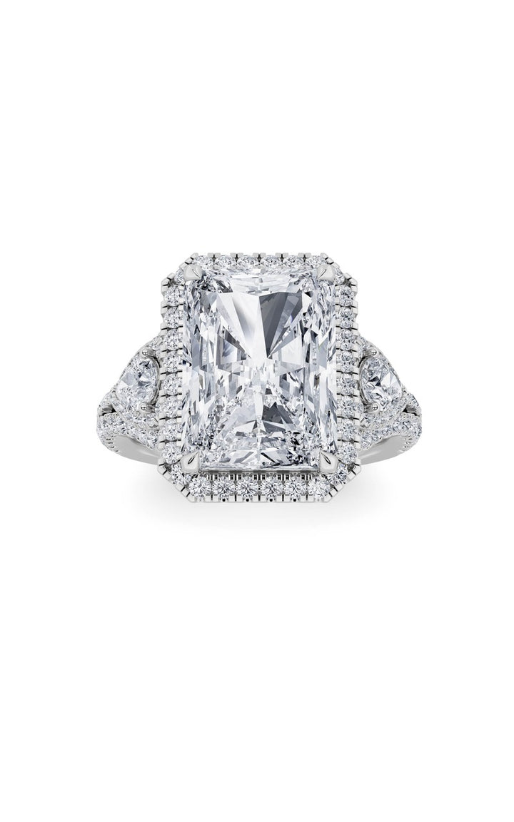 6.25Cttw Radiant Shaped Lab Grown Diamond (G/VS) Bold Accented Statement Engagement Ring in 14K Gold