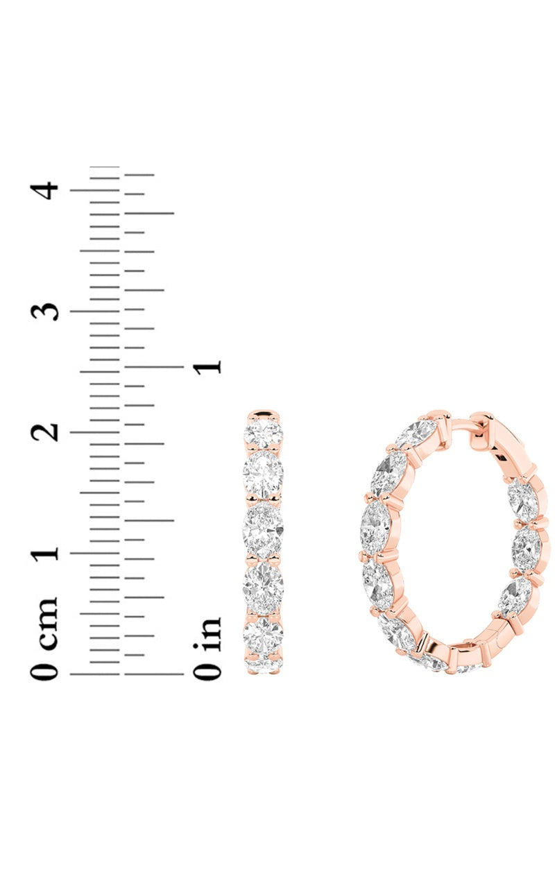 4Cttw Oval Shaped Lab Grown Diamond Inside Out Hoop Earrings in 14K Gold (F/VS)