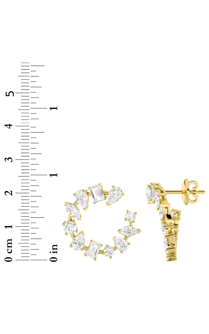 5CTW Mix Shaped Lab Grown Diamond (F/VS) Fancy Circle Earrings in 14K Gold