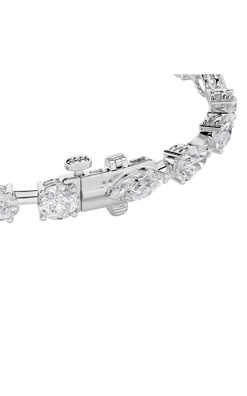 10CTW Mix Shaped Lab Grown Diamond East & West Bracelet in 14K Gold (F/VS)