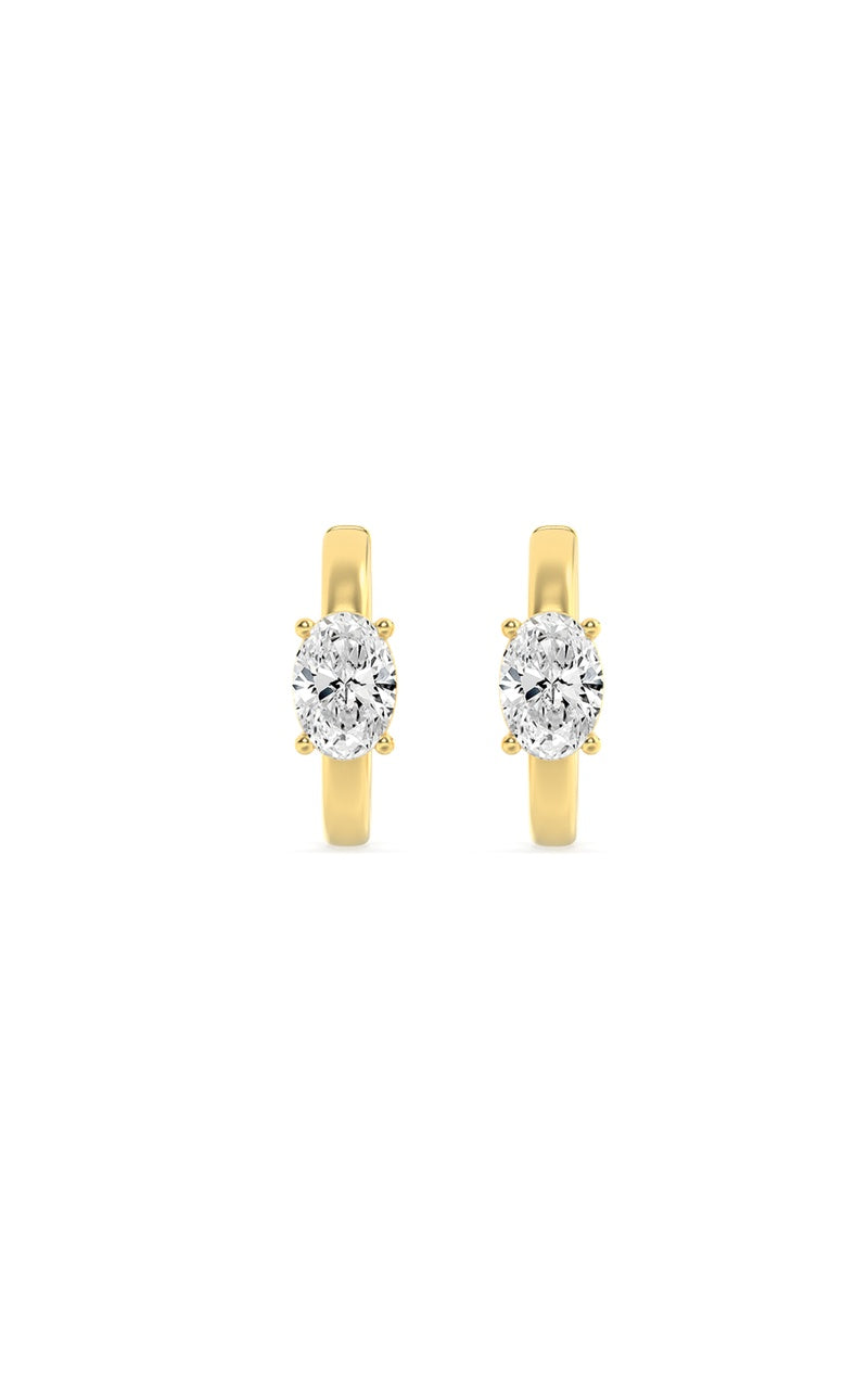 1.5CTW Oval Shaped Lab Grown Diamond (F/VS) Solitaire Huggie Earrings in 14K Gold