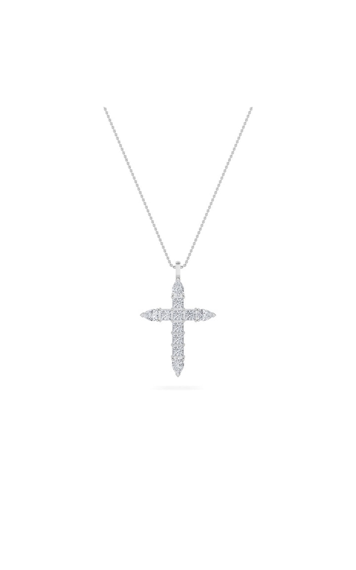 3.5Cttw Pear Shaped Lab Grown Diamond (F/VS) Cross Pendant in 14K White Gold