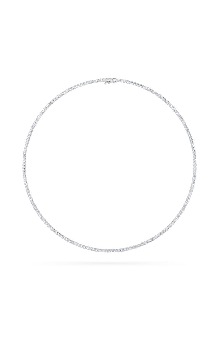 10Cttw Round Shaped Lab Grown Diamond (F/VS) Tennis Necklace in 14K White Gold